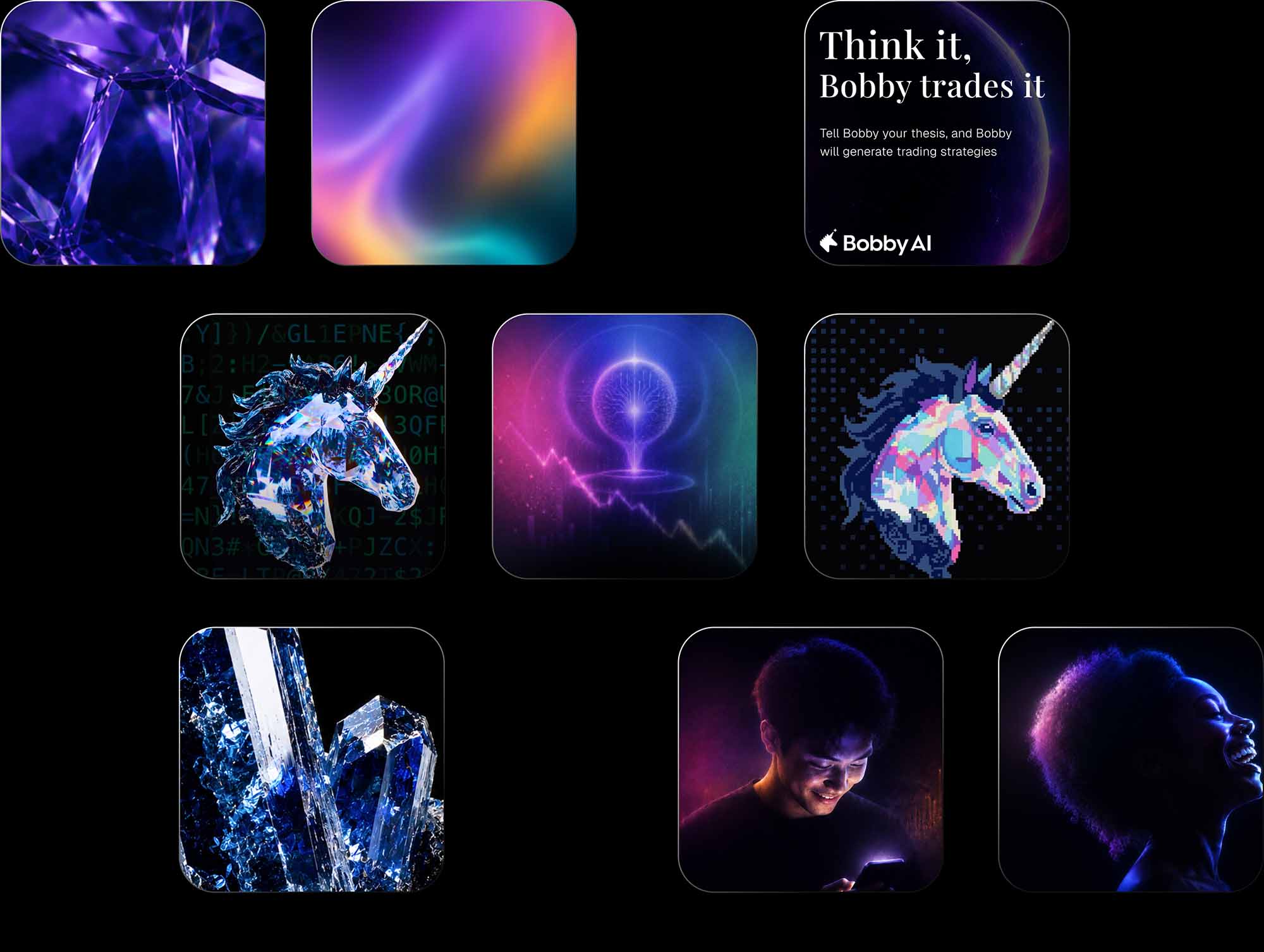 Bobby AI mood board exploring intelligent, personal and inspiring visual themes