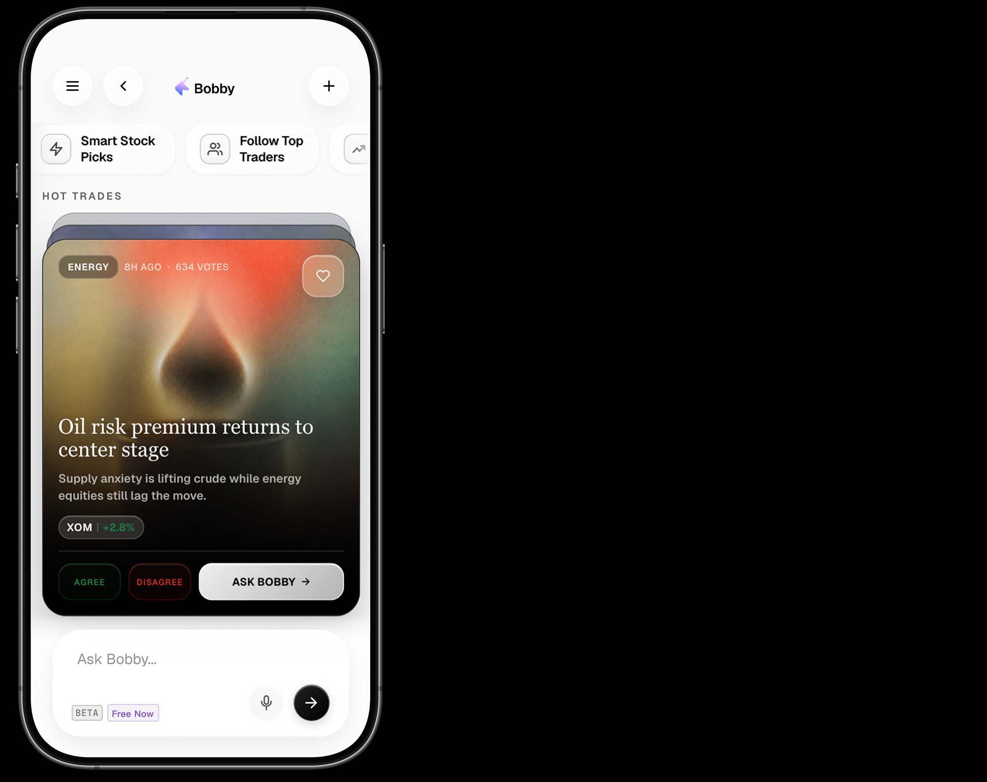 Bobby AI mobile hot trades interface