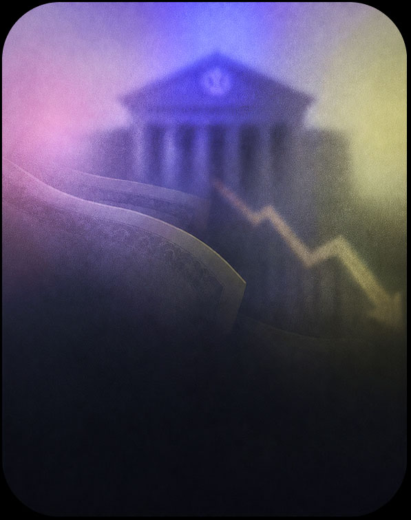 Abstract bank and market decline illustration