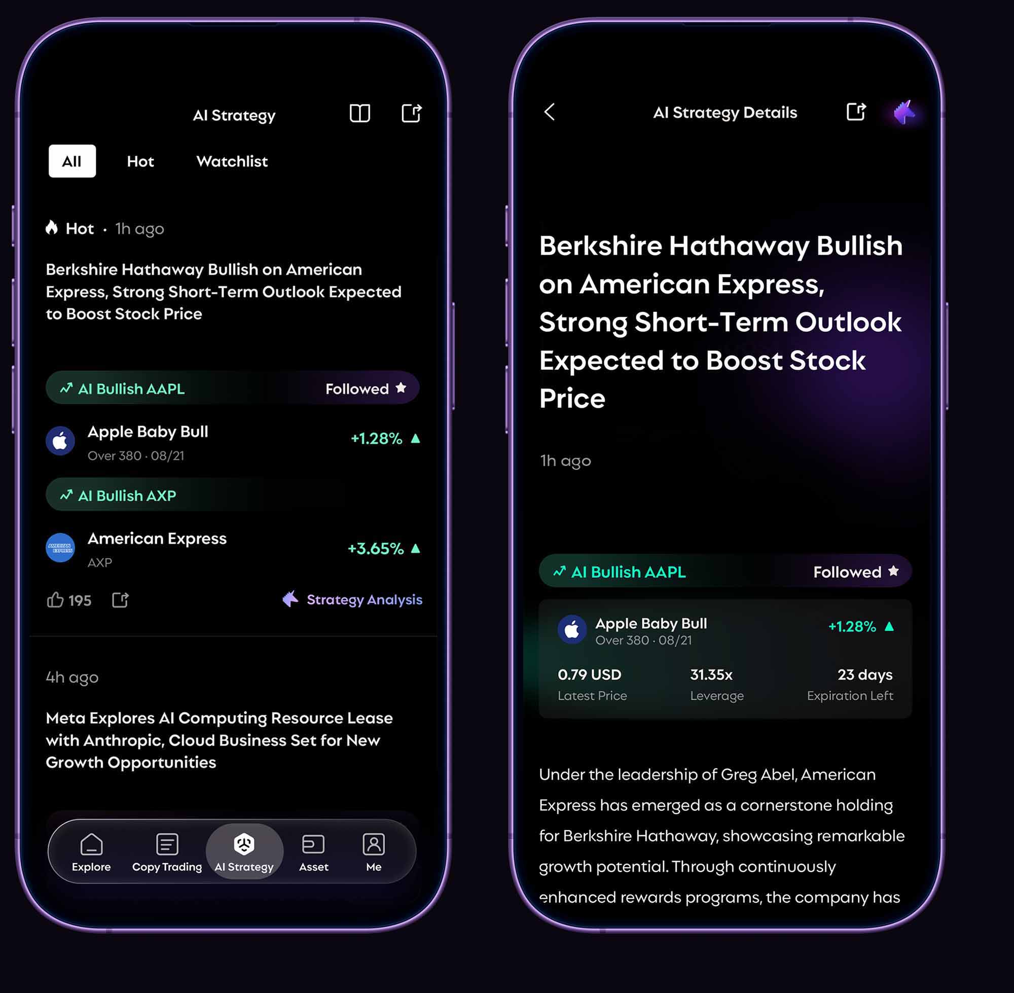 RockFlow AI Strategy mobile interfaces