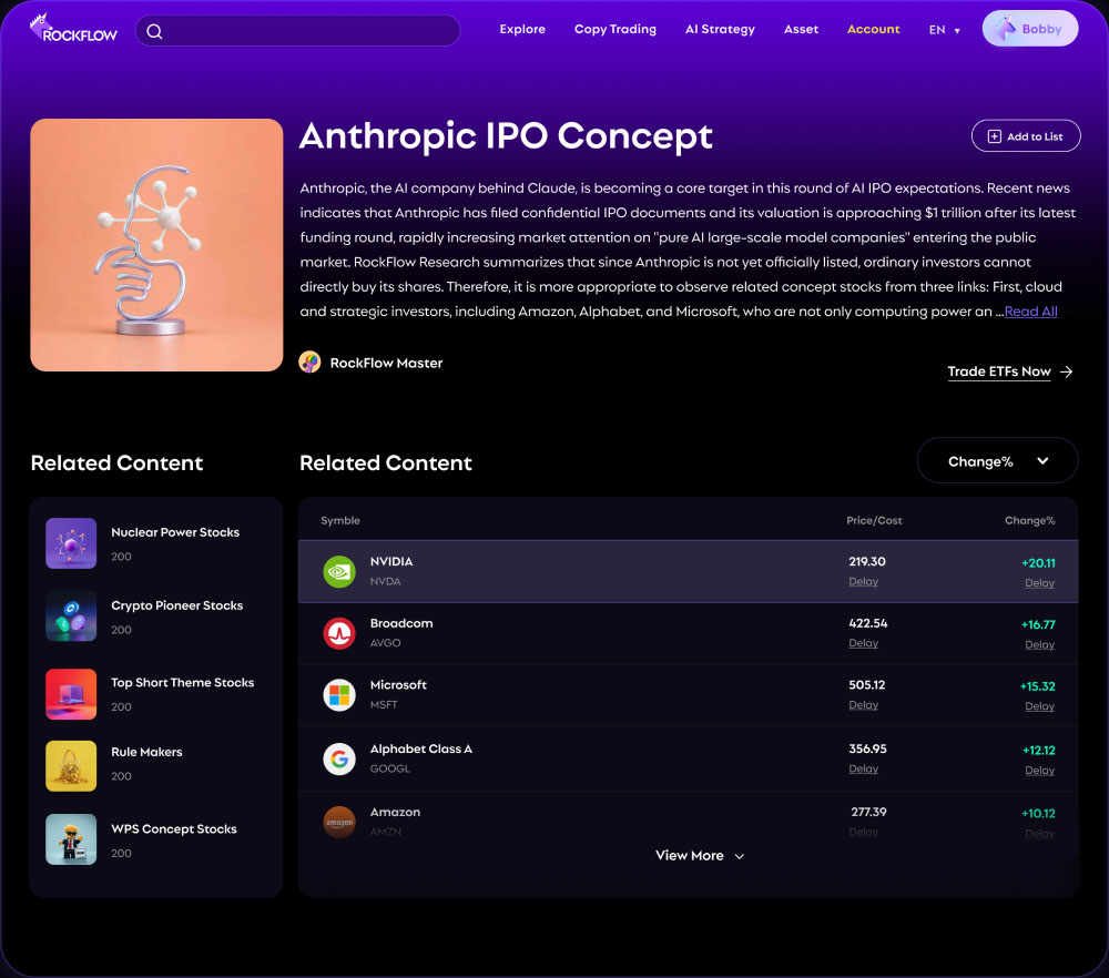 RockFlow desktop investing workflow