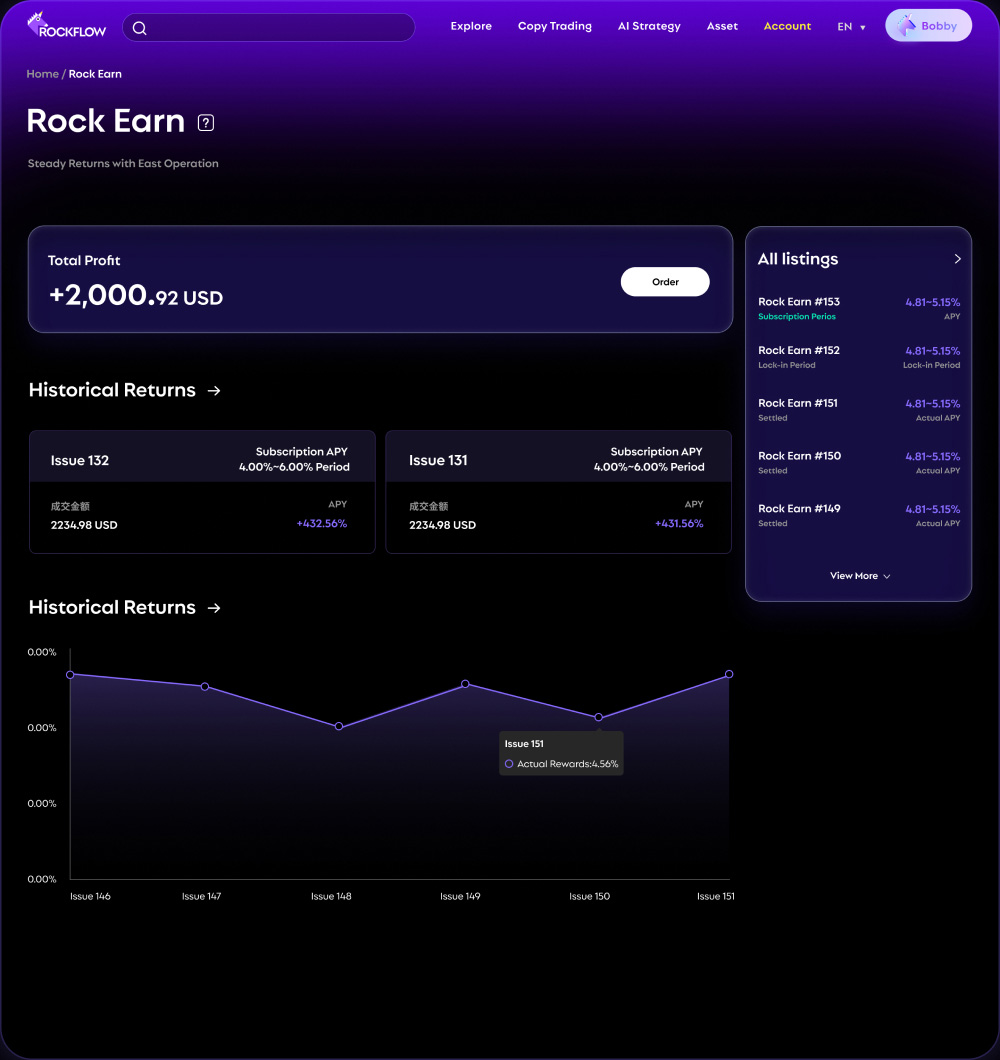 RockFlow desktop investing dashboard