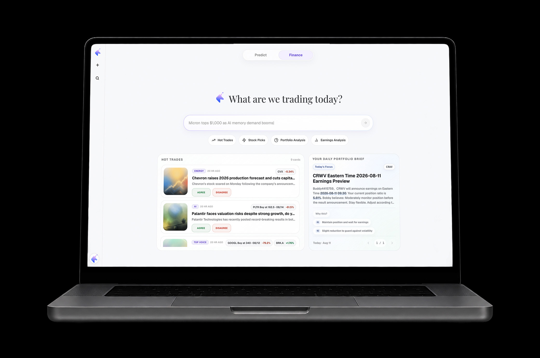 Bobby personalized investing workspace